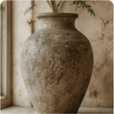 Hand-shaped ceramic vase with natural aged texture
