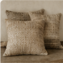 Natural fabric cushions with woven texture