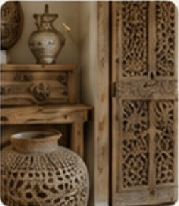 Signature carved furniture and handmade objects